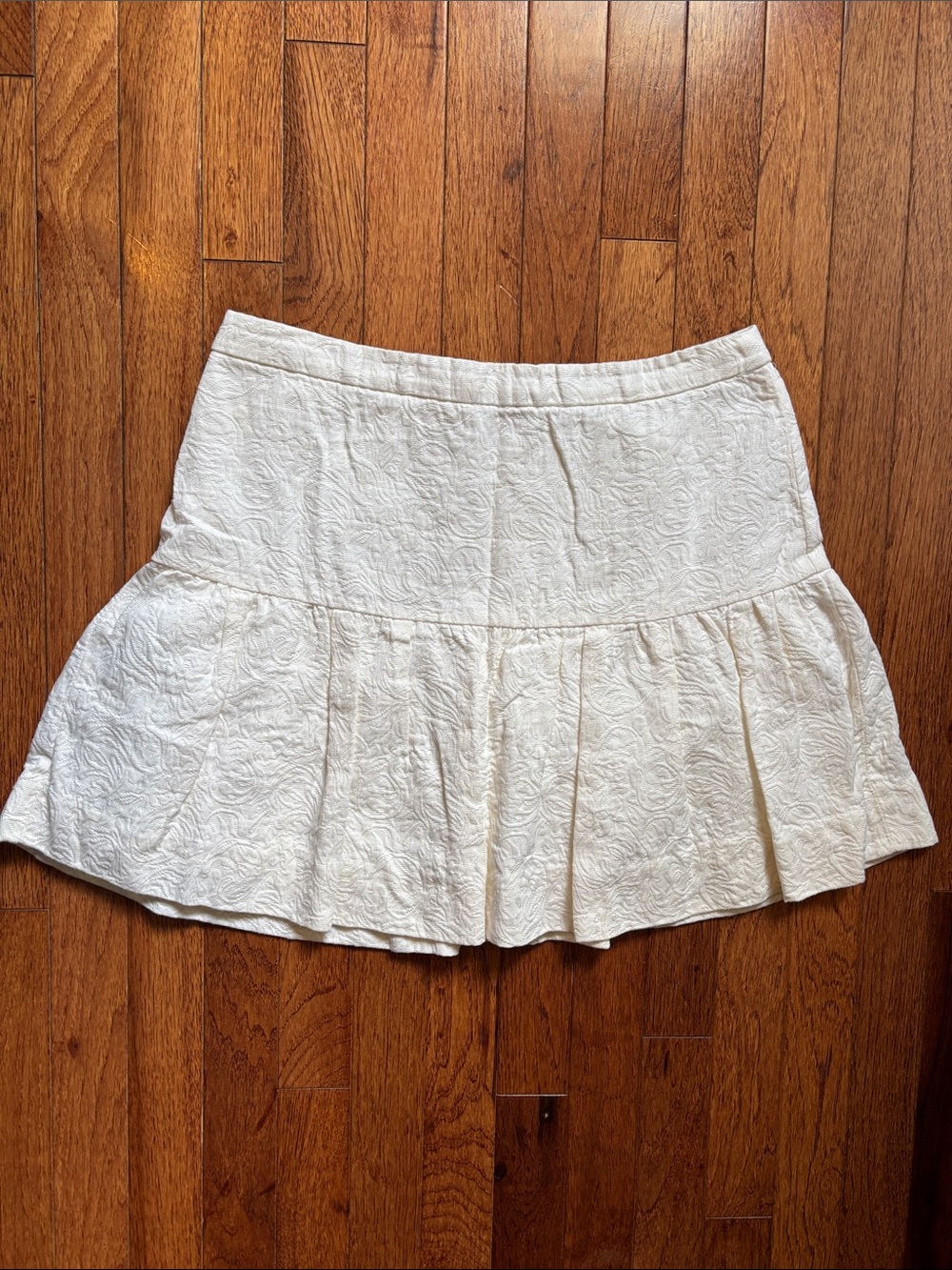 J. Crew Cream Textured Linen Flared Skirt Size 10